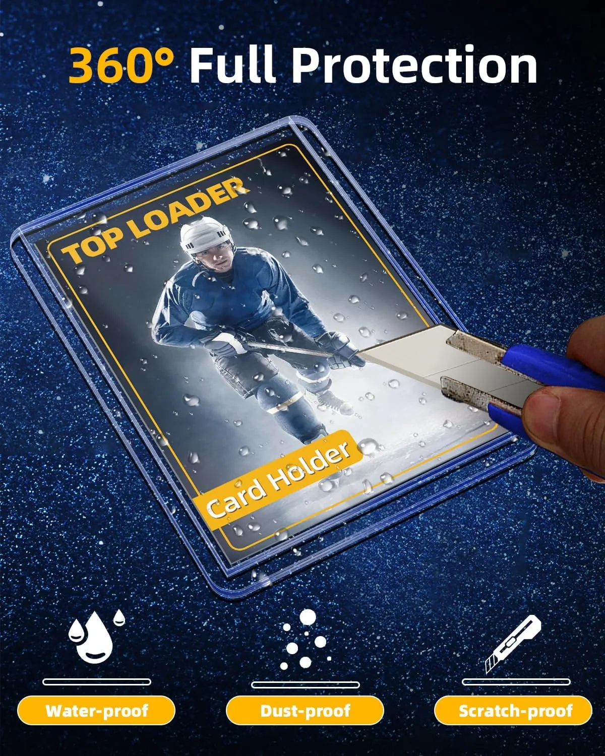 100 Count Card Protectors Hard Plastic, 3" x 4" Hard Card Sleeves Protector for Baseball Sport Trading Card, Clear Card Holder for Storing, Protecting and Displaying Collectible Cards