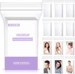1000 Pcs Kpop Photocard Sleeves 2.28 x 3.5 Inch (57 x 88 mm) Clear Polypropylene Idol Photo Card Sleeves Transparent Card Protector PVC Free and Acid Free for Albums Photocards