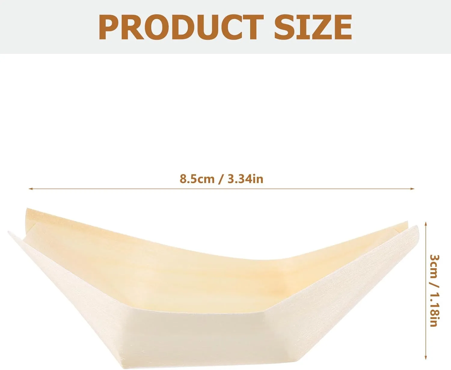 100pcs Disposable Wood Boat,Wooden Sushi Boat,Food Boats Dish,Serving Tray Sushi Tray,Food Container Wood Bowl Cake Tool,Sushi Serving Trays for Parties and Events,3inch
