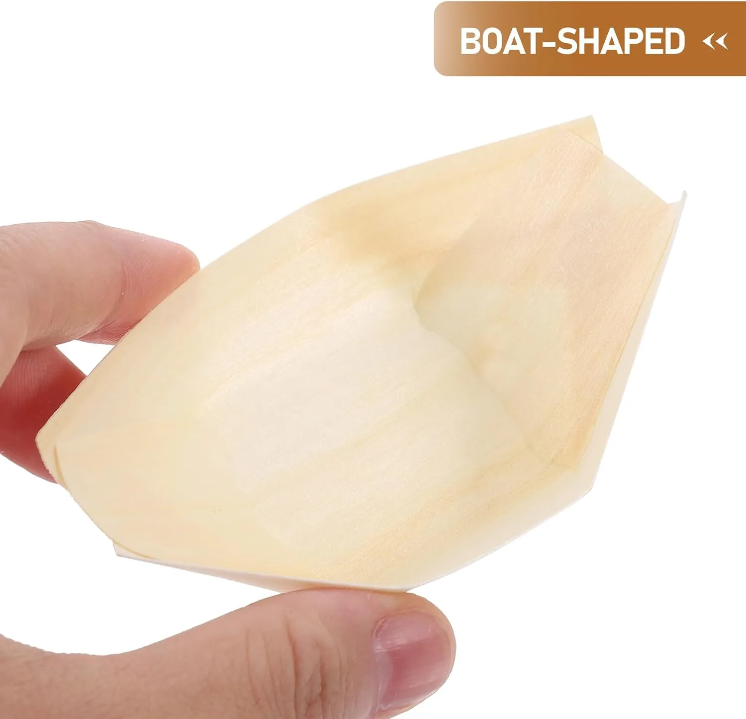 100pcs Disposable Wood Boat,Wooden Sushi Boat,Food Boats Dish,Serving Tray Sushi Tray,Food Container Wood Bowl Cake Tool,Sushi Serving Trays for Parties and Events,3inch