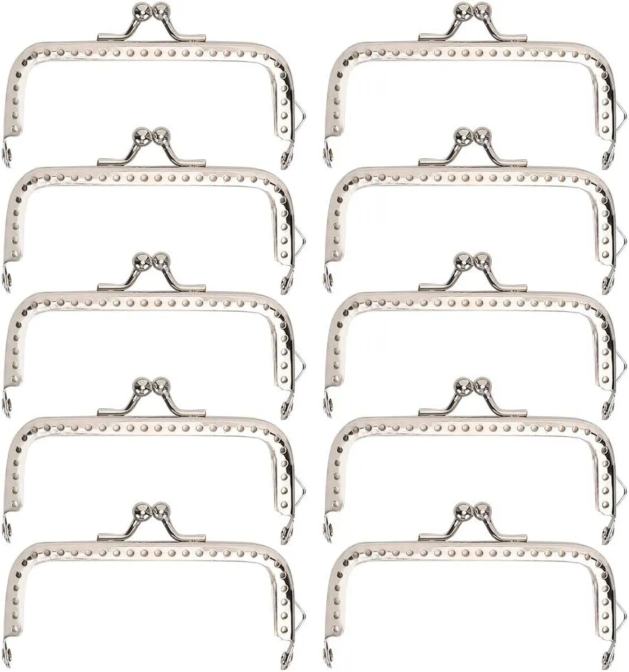 10pcs 8.5cm Purse Frame Kiss Clasp Lock Iron Bag DIY Frame, Handbag Frame Purse Frame Square Metal Frame Clasp Lock Clip for Coin Purse, Handle Bag Sewing Craft