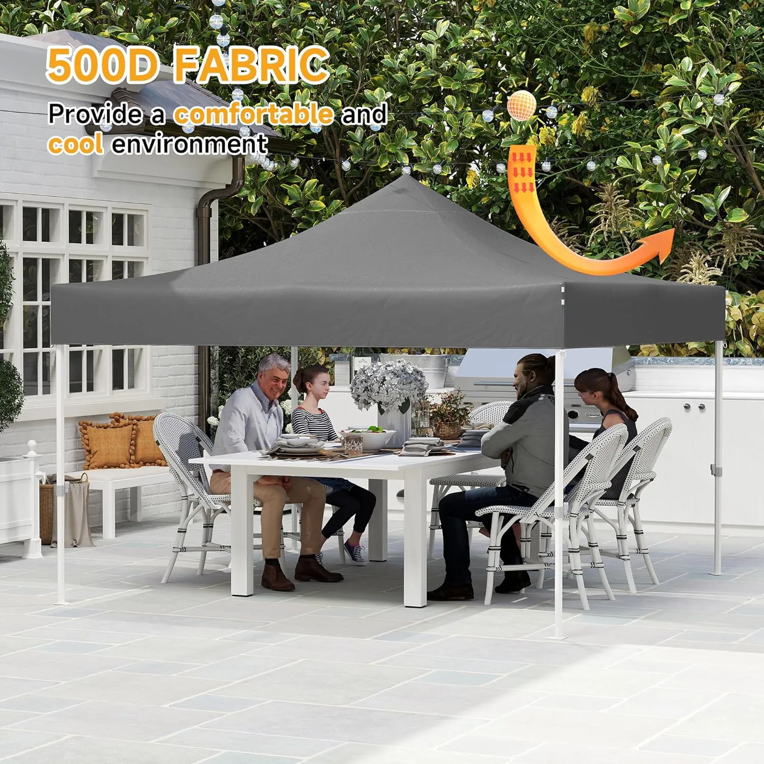 10x10ft Pop Up Canopy - Beach Tent with Easy Set-up, Portable Outdoor, Commercial Shade with Wheeled Carry Bag, Thickened Fabric, Hexagonal Steel, Dark Gray