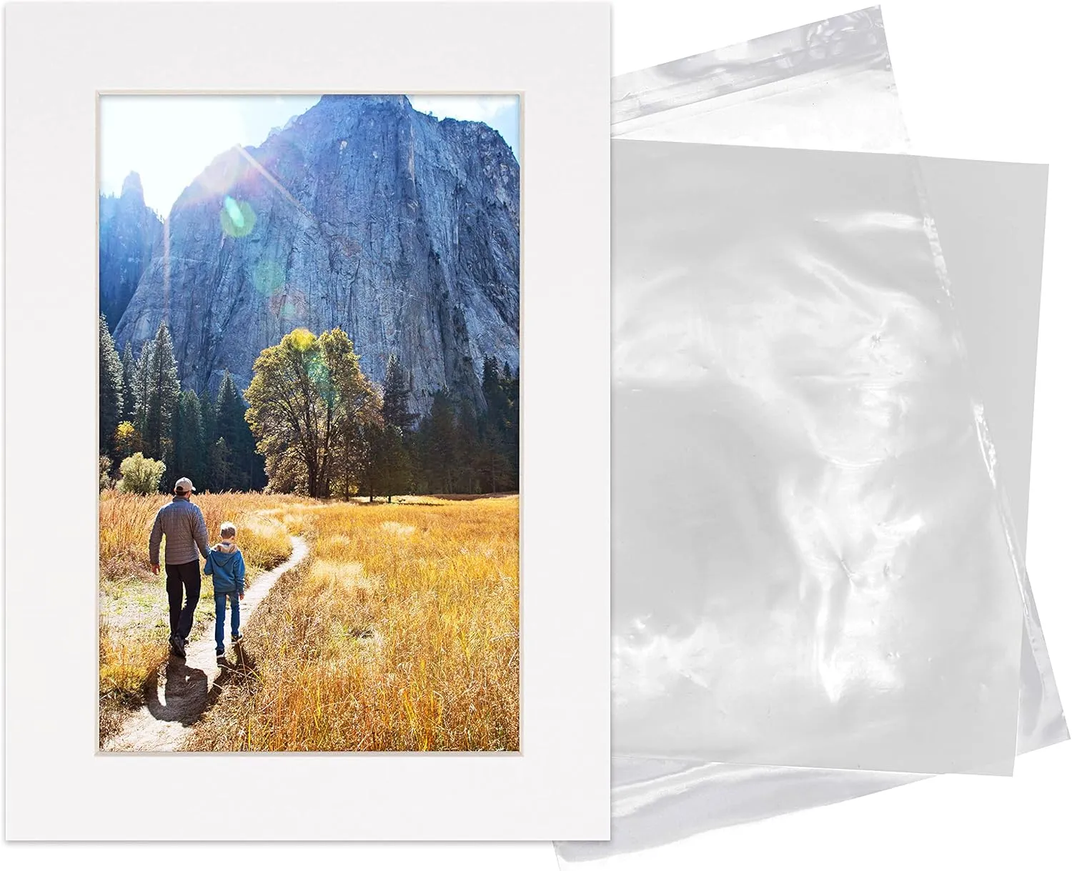 11x14 Mat for 12x16 Frame - Precut Mat Board Acid-Free Show Kit with Backing Board, and Clear Bags White 11x14 Photo Matte Made to Fit a 12x16 Picture Frame Matboard for Framing, Pack of 1 Mat
