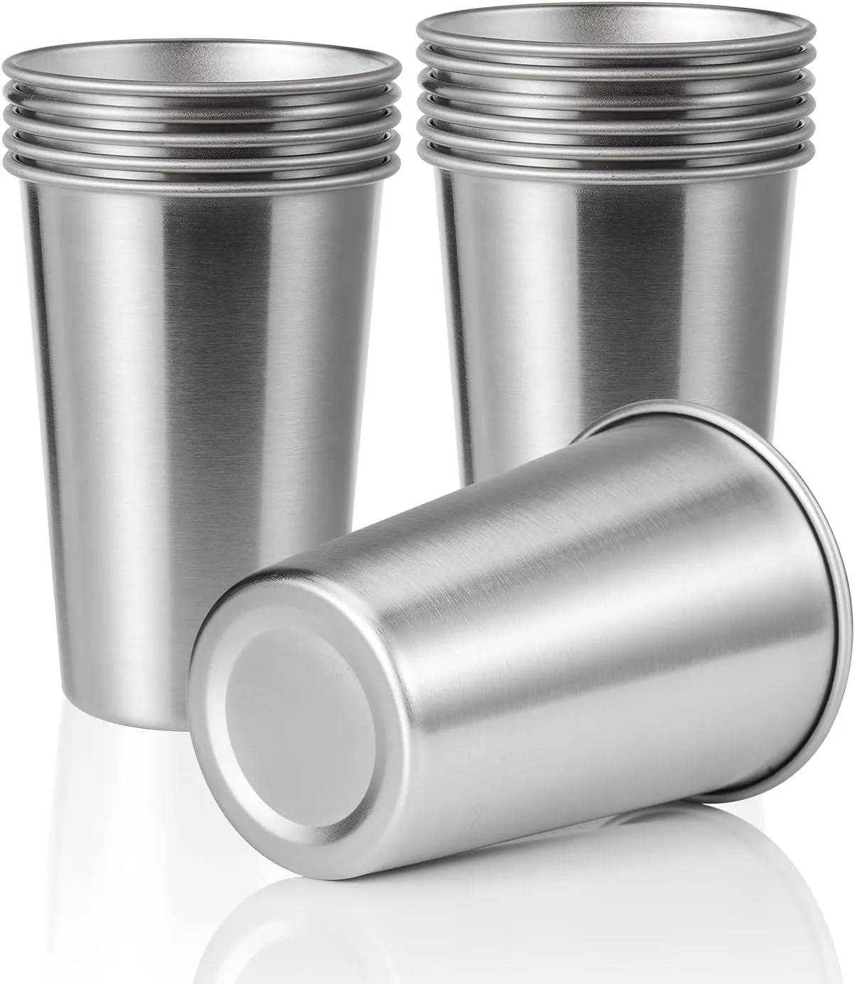 12 Pack 16oz Stainless Steel Pint Cup,Healthy Unbreakable and Stackable,Metal Drinking Glasses