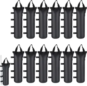12 Pack Canopy Weight SandBags, 264 LBS Black Extra Large Heavy Duty Canopy Weights Sand Bags for Canopy Outdoor Advertising Sunshade Fixed Windproof Pop up Canopy Tent, Without Sand. ﻿