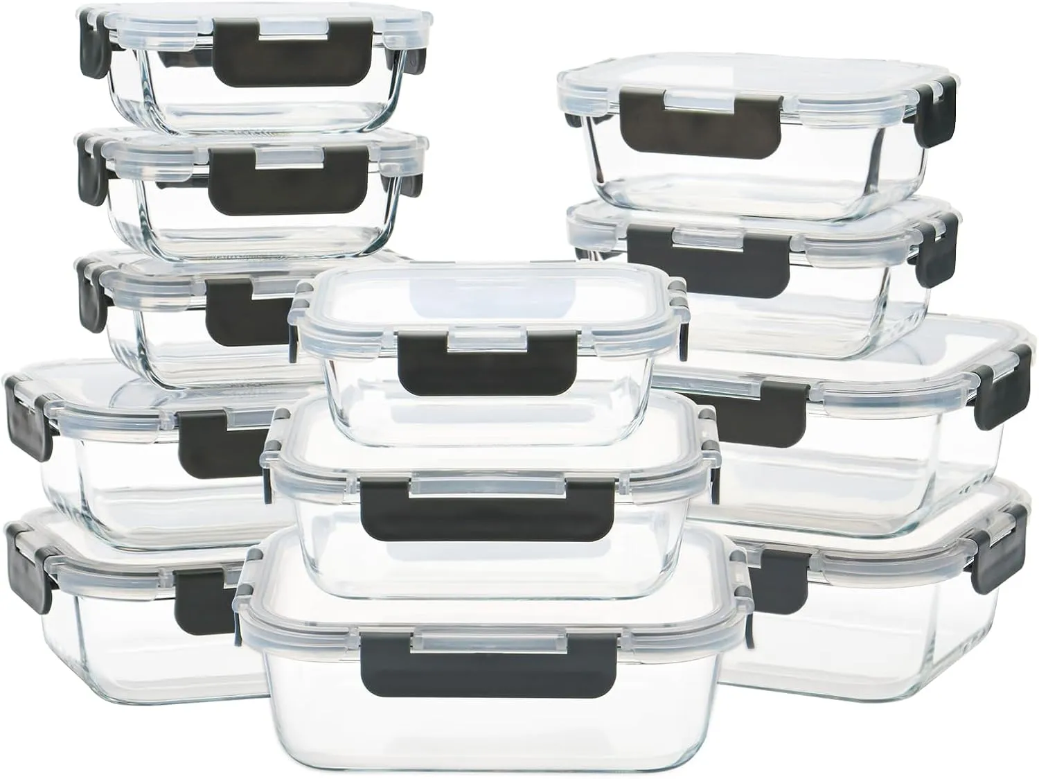 12 Pack Glass Food Storage Containers, Glass Storage Containers with Lids for Meal Prep, Lunch, Airtight, Freezer to Microwave Safe (12 Lids & 12 Containers)