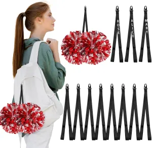 12 Pcs Personalized Pom Poms Holder for Cheerleading Accessories for Cheerleader Adjustable Backpack Straps Holder Cheerleader Cheerleading Gifts for Girls, No pom Poms