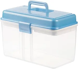 13.89-inch Transparent First Aid Kit, Medical Storage Box with Concealed Handle, Portable Plastic Organizer for Home, Office, Travel, and More(Blue)