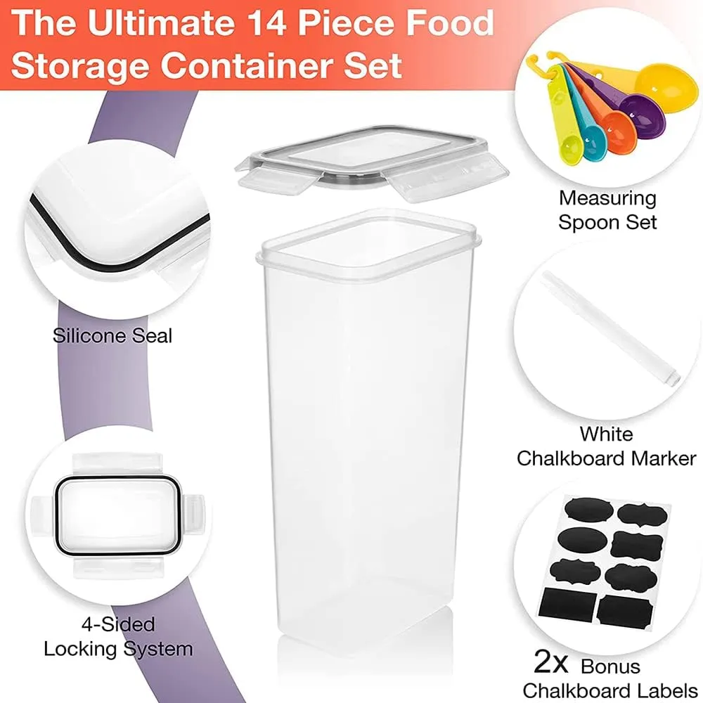 14 Piece Food Container,Airtight Food Storage Containers with Lids for Kitchen Storage ,Pantry Organization Canisters