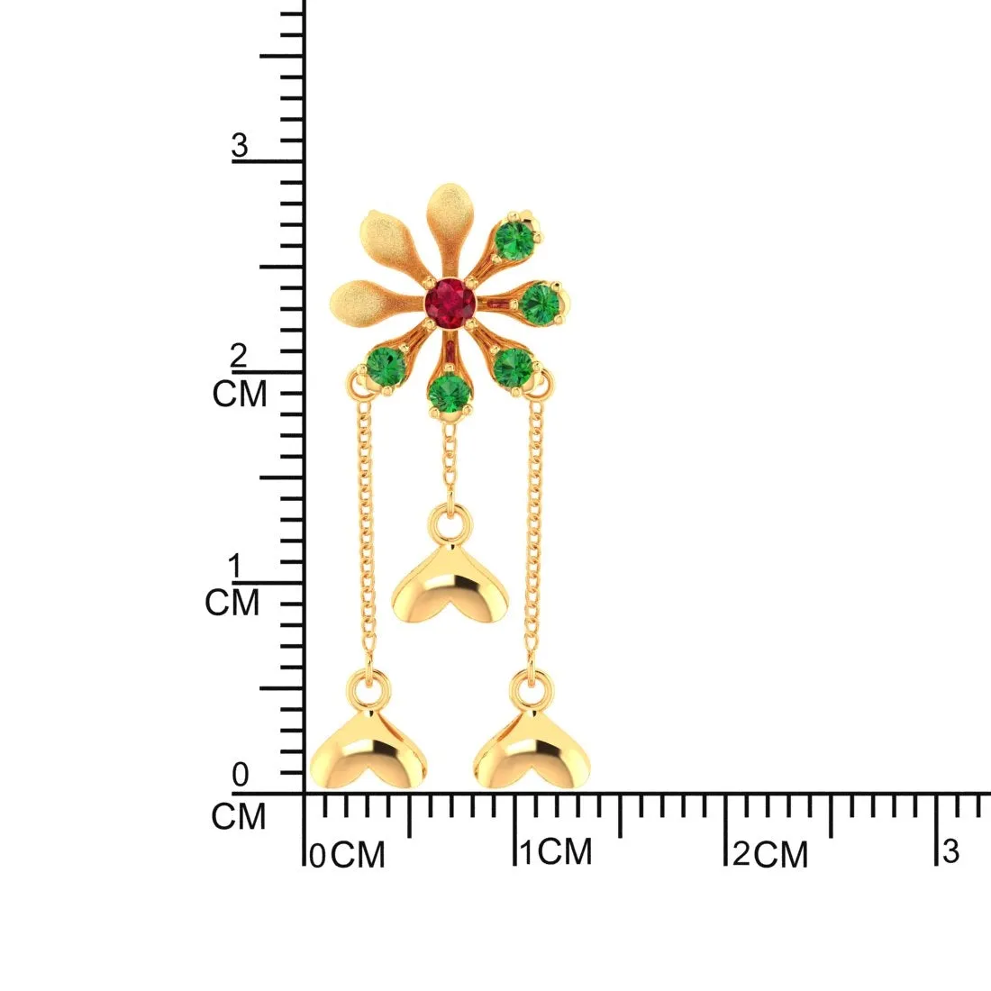 14K Gold Necklace with Flower Design and Studded stones