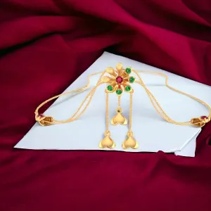 14K Gold Necklace with Flower Design and Studded stones