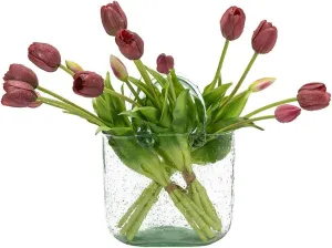 15pcs Artificial Tulips Flowers, Real Touch Latex Bouquet, Fake Tulips for Office Wedding Party Home Kitchen Garden Decoration(Deep Purple,15pcs)