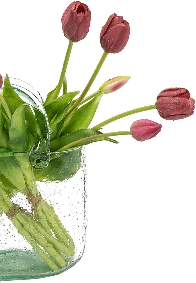 15pcs Artificial Tulips Flowers, Real Touch Latex Bouquet, Fake Tulips for Office Wedding Party Home Kitchen Garden Decoration(Deep Purple,15pcs)