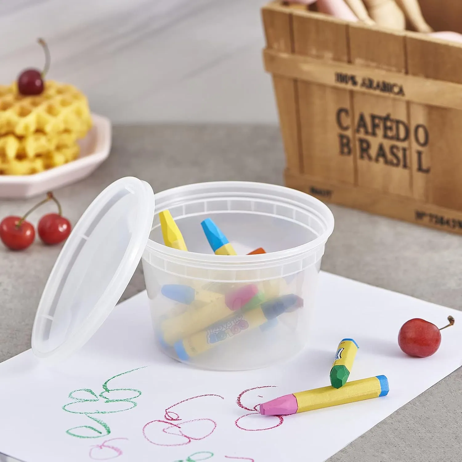 16 oz. Plastic Deli Containers With Lids, 48 Sets - Leakproof, Stackable, BPA Free, Microwavable, Freezer Safe (Formerly FULING)