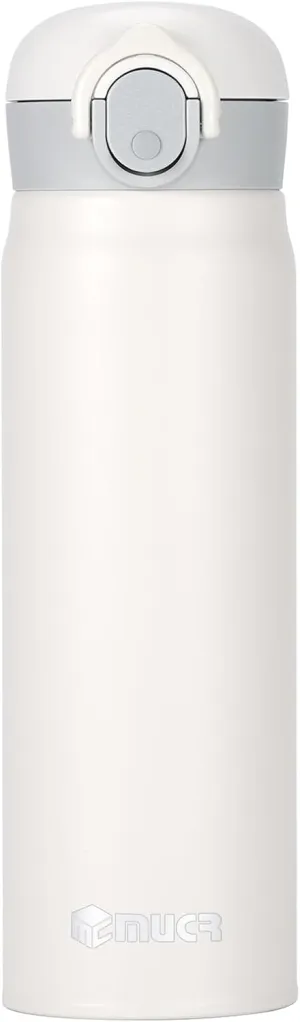 17 oz / 500 ml Insulated Water Bottle, Stainless Steel Thermo Coffee Travel Mug, Thermal Cup with Snap Flip Lid, BPA Free for Hot and Cold Drinking, White