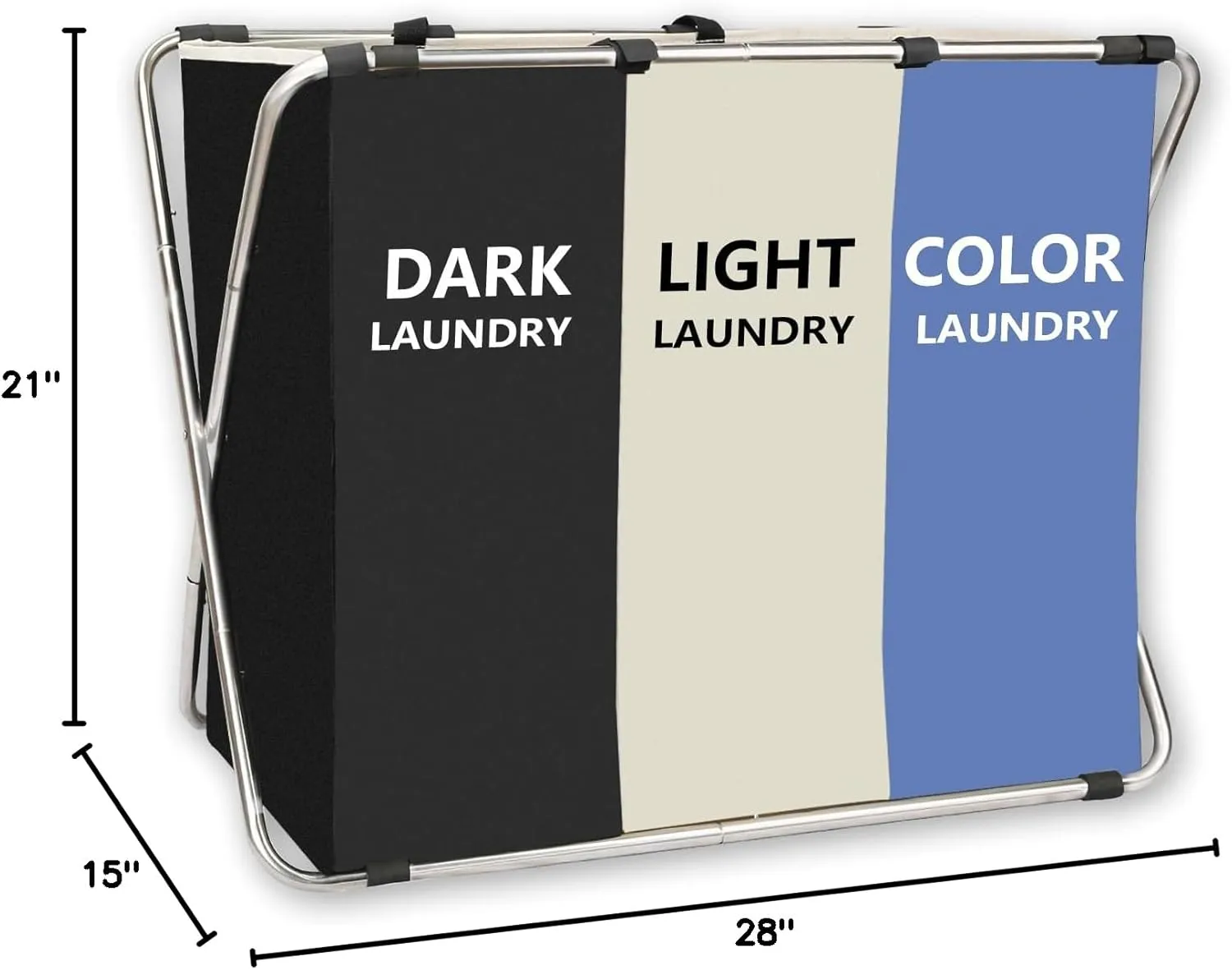 180L Laundry Basket Sorter, Large 3 Section Collapsible Laundry Hamper for Laundry Room Organization, 28" x 21"x 15" Dirty clothes Hamper Bag for Bedroom Blanket Storage Organizer (Blue)