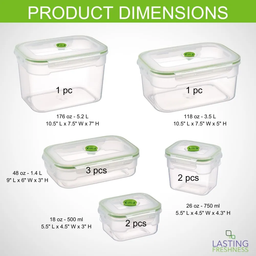 19 piece Vacuum Seal Food Storage Containers with Vacuum Pump, Airtight and Leak Proof, Vacuum Sealed Food Storage Containers, Meal Prep Containers, Keep Food Fresh up to 5 X Longer