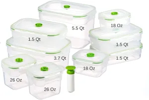19 piece Vacuum Seal Food Storage Containers with Vacuum Pump, Airtight and Leak Proof, Vacuum Sealed Food Storage Containers, Meal Prep Containers, Keep Food Fresh up to 5 X Longer