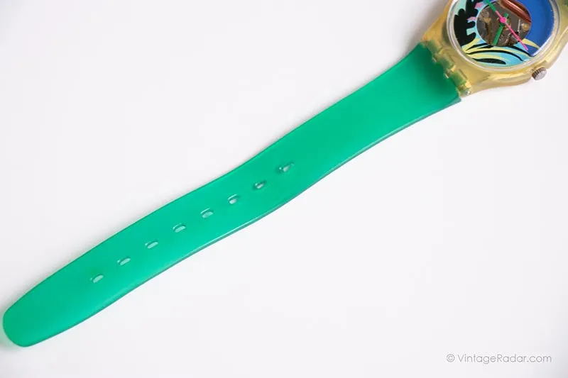 1986 Swatch Lady LK101 BLACK CORAL Watch | RARE 80s Swiss Swatch Lady