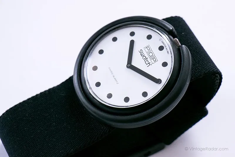 1987 Swatch Pop PWBB001 JET BLACK Watch | RARE Collectible 80s Pop Swatch