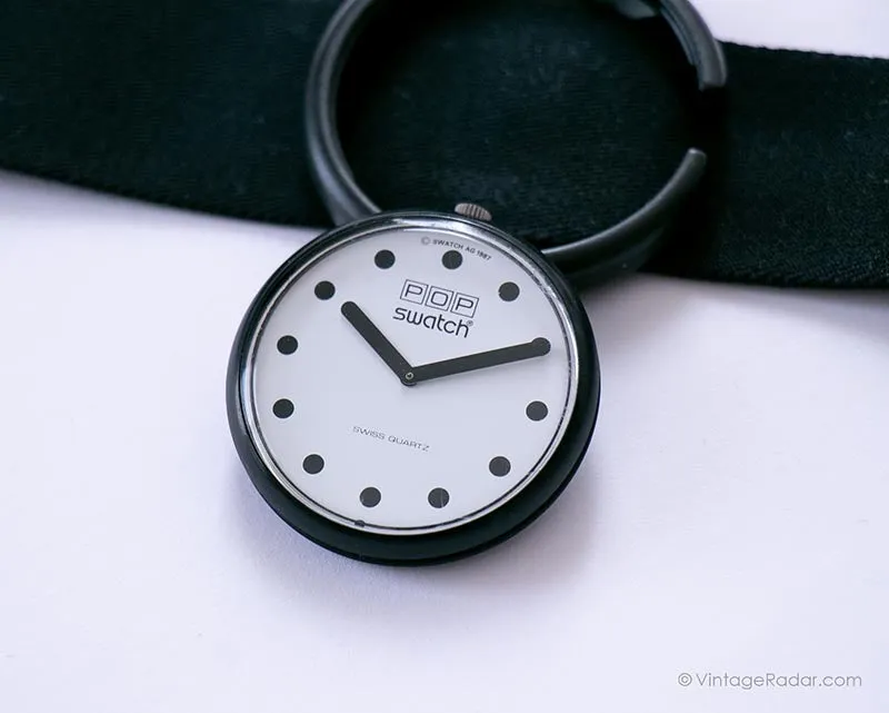 1987 Swatch Pop PWBB001 JET BLACK Watch | RARE Collectible 80s Pop Swatch