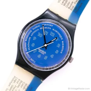 1990 Swatch GB131 TENDER TOO Watch |  Blue 90s Swatch Gent Watch