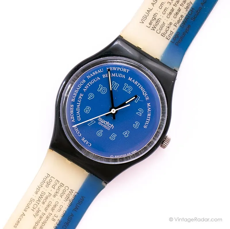 1990 Swatch GB131 TENDER TOO Watch |  Blue 90s Swatch Gent Watch