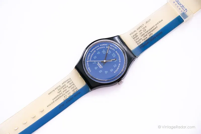 1990 Swatch GB131 TENDER TOO Watch |  Blue 90s Swatch Gent Watch