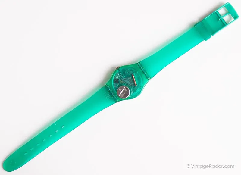 1990 Swatch Lady LL107 SATURNIAC Watch | RARE Green Skeleton Swatch Lady