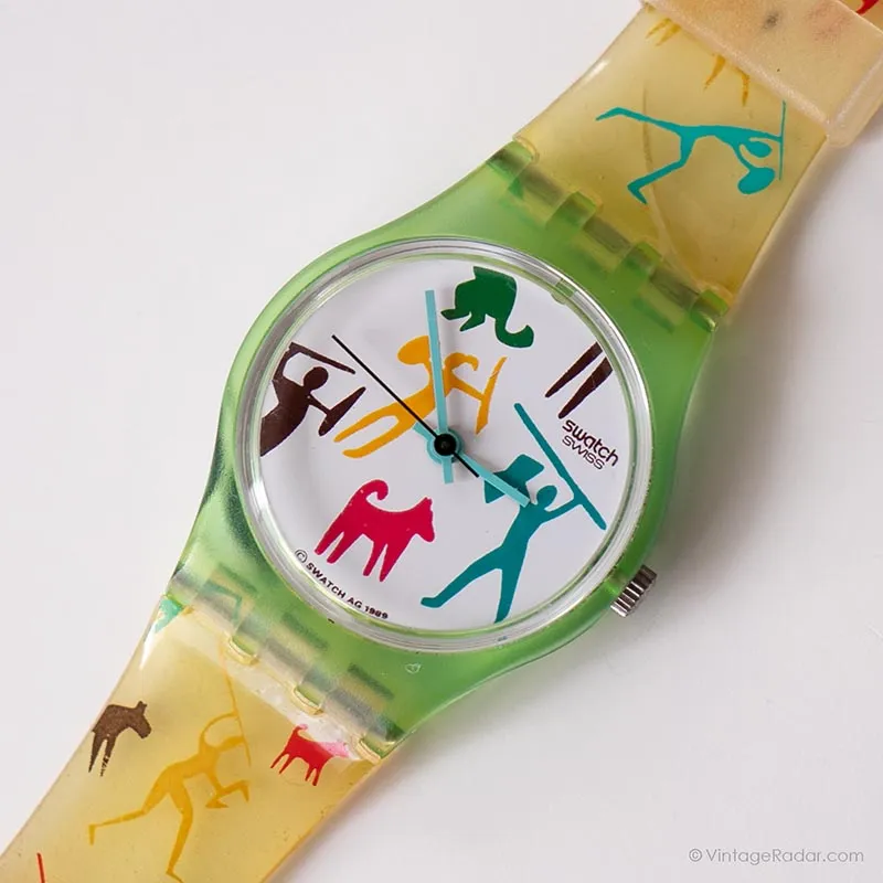 1990 Swatch LN110 BONGO Watch | Colorful Tribal Swatch for Ladies