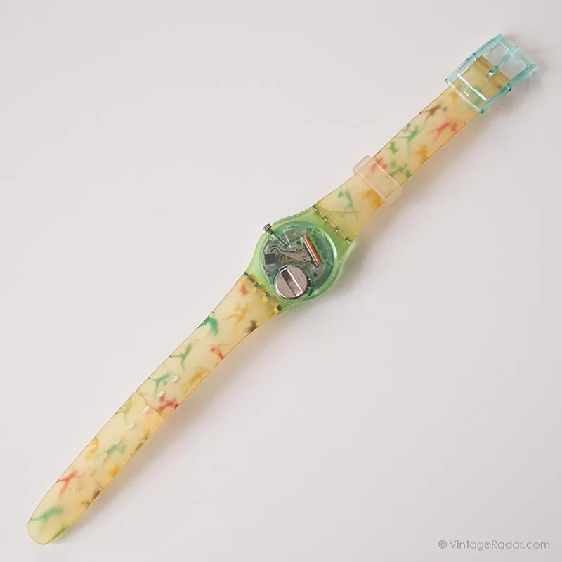 1990 Swatch LN110 BONGO Watch | Colorful Tribal Swatch for Ladies