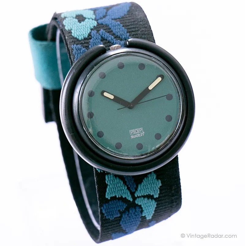 1991 Pop Swatch PWB157 Green Tiki Watch | Hulk Hogan Swatch Pop Watch