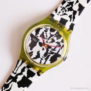 1991 Swatch GZ117 FLAECK Watch | Cow Print Swatch with Box and Papers
