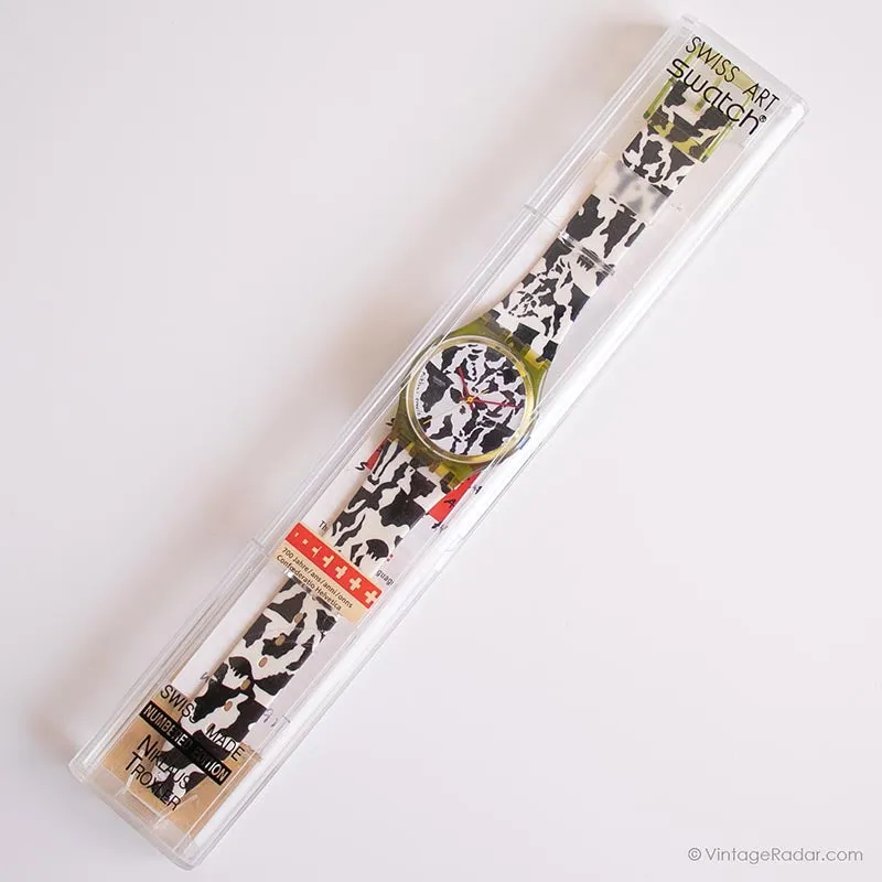 1991 Swatch GZ117 FLAECK Watch | Cow Print Swatch with Box and Papers