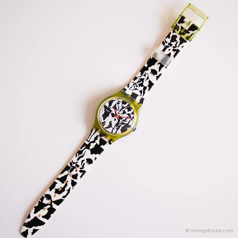 1991 Swatch GZ117 FLAECK Watch | Cow Print Swatch with Box and Papers