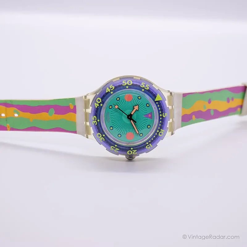 1991 Swatch SDK102 MEDUSA Watch | 90s Vintage Blue Swatch Scuba