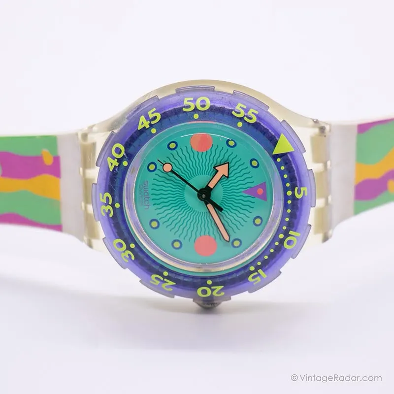 1991 Swatch SDK102 MEDUSA Watch | 90s Vintage Blue Swatch Scuba