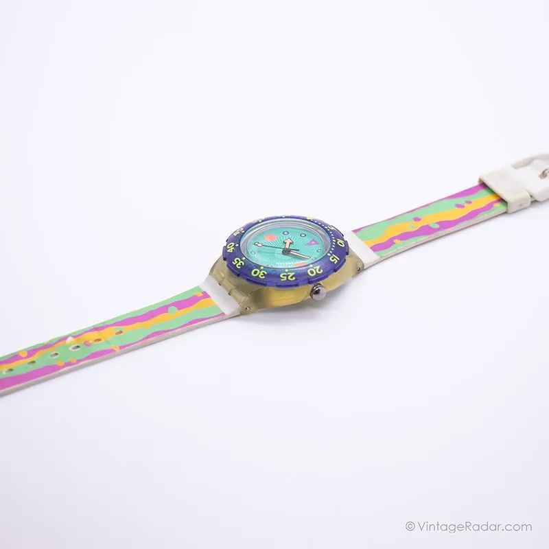 1991 Swatch SDK102 MEDUSA Watch | 90s Vintage Blue Swatch Scuba