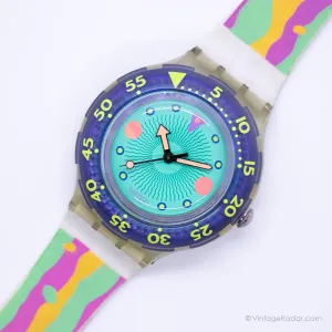 1991 Swatch SDK102 MEDUSA Watch | 90s Vintage Blue Swatch Scuba
