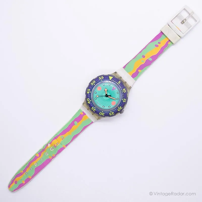 1991 Swatch SDK102 MEDUSA Watch | 90s Vintage Blue Swatch Scuba