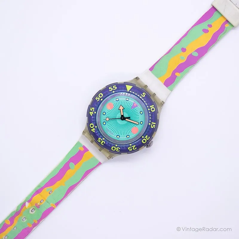 1991 Swatch SDK102 MEDUSA Watch | 90s Vintage Blue Swatch Scuba