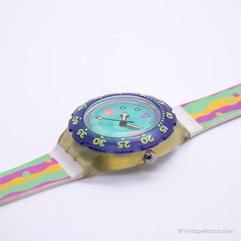 1991 Swatch SDK102 MEDUSA Watch | 90s Vintage Blue Swatch Scuba