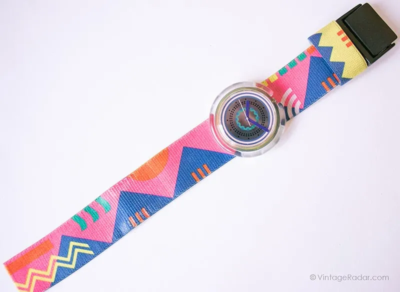 1992 Swatch Pop PWN107 Muezzin Watch | Geometric Pop Swatch Watch 90s