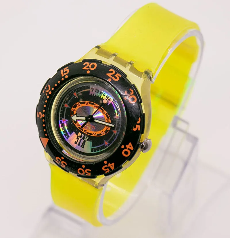 1992 Swatch SDK110 Tech Diving Watch | Black Orange Swatch Watch