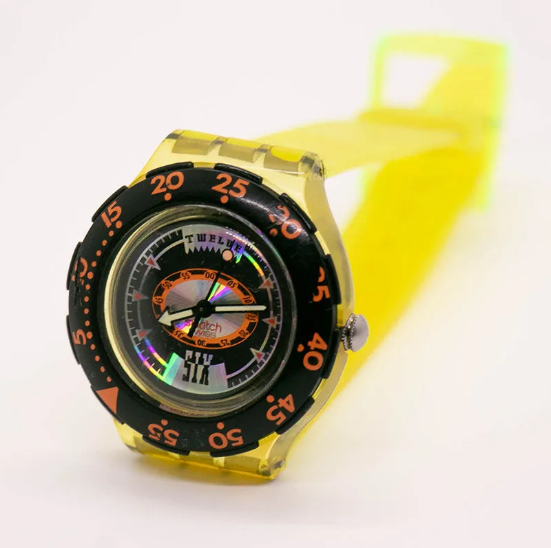 1992 Swatch SDK110 Tech Diving Watch | Black Orange Swatch Watch