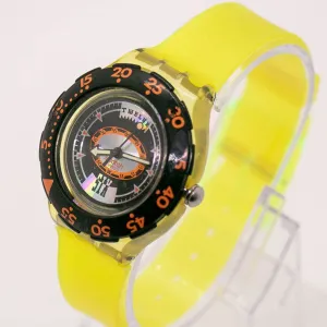 1992 Swatch SDK110 Tech Diving Watch | Black Orange Swatch Watch