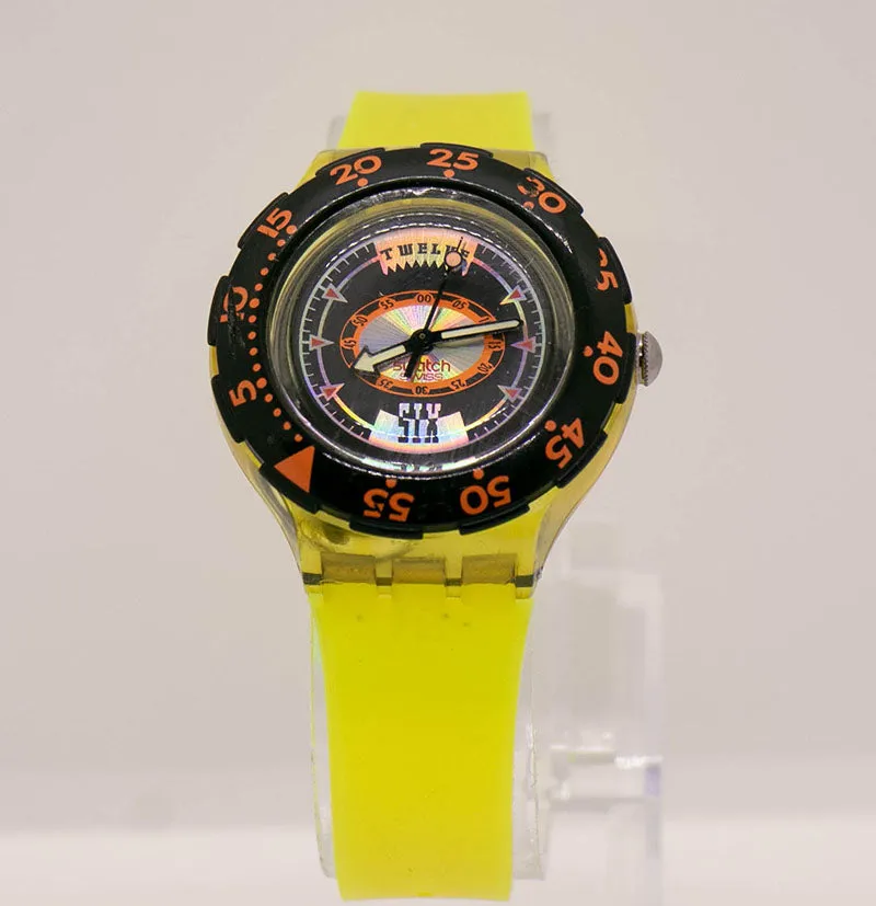 1992 Swatch SDK110 Tech Diving Watch | Black Orange Swatch Watch