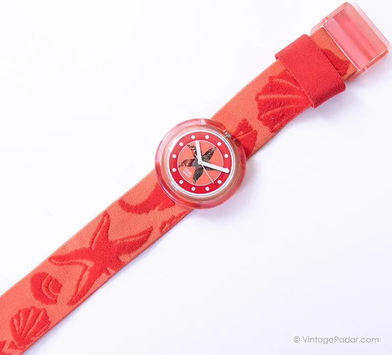 1993 Swatch Pop PWK178 RASPBERRY Watch | Red Starfish Pop Swatch