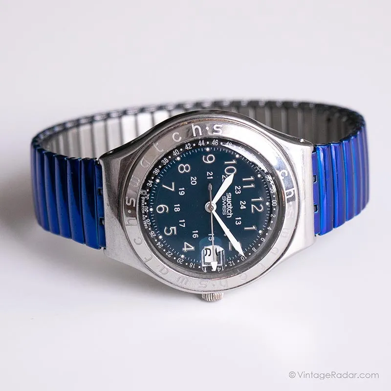 1993 Swatch YGS400G HAPPY JOE FLIP Watch | 90s Blue Irony Big Swatch