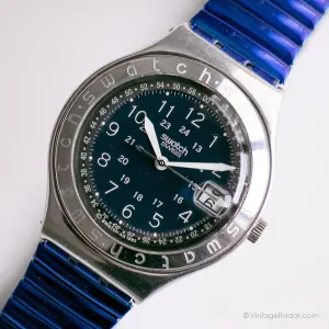 1993 Swatch YGS400G HAPPY JOE FLIP Watch | 90s Blue Irony Big Swatch